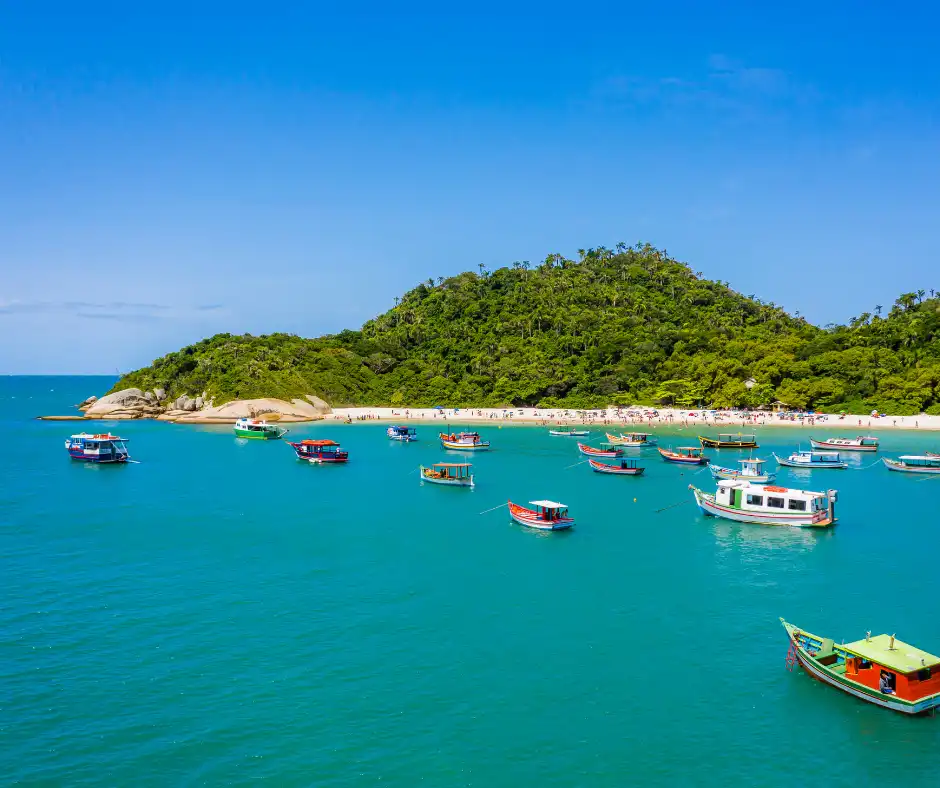 Ilha do Campeche saída Barra da Lagoa. Nesse passeio para a Ilha do Campeche saída Leste você vai explorar a beleza natural da ilha e desfrutar da linda vista das praias da costa leste de Floripa.